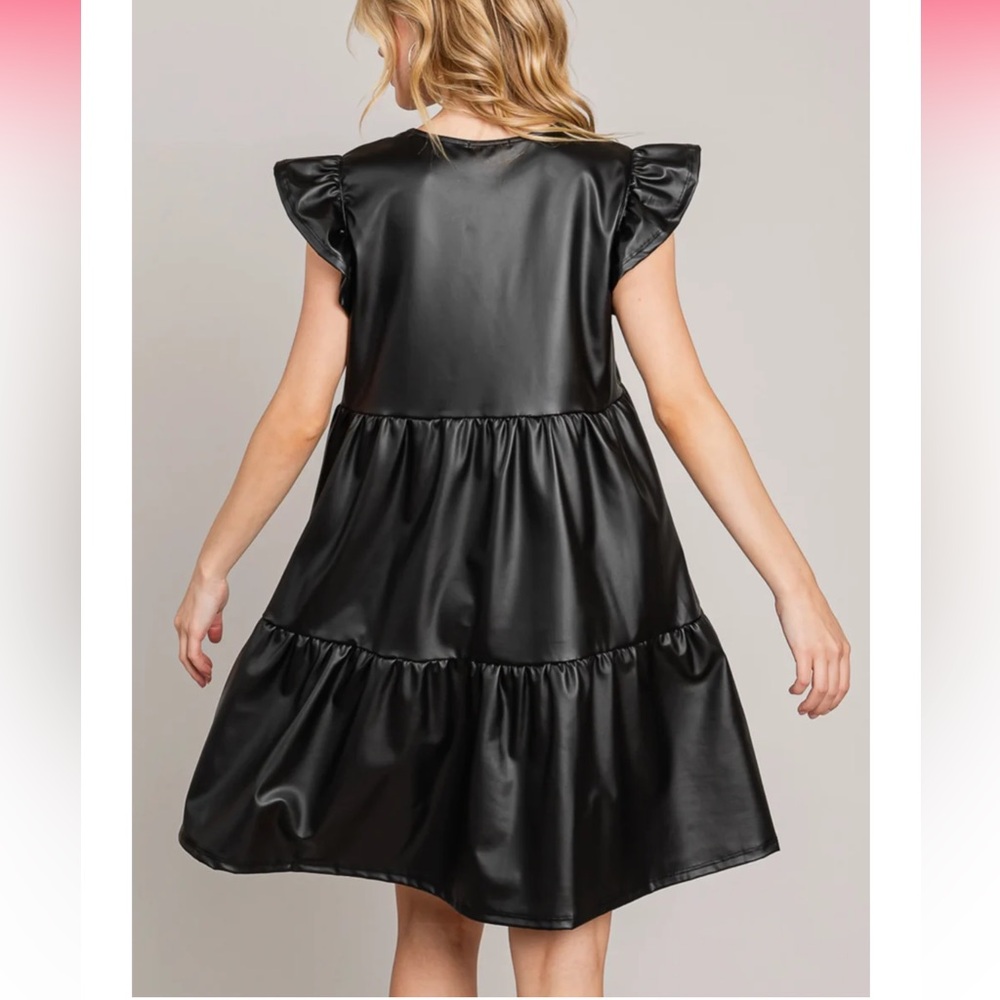 NWT Faux Leather Dress with Pockets - Picture 4 of 5